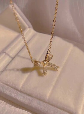 新款蝴蝶结项链简约高级感轻奢清新甜美温柔气质网红锁骨链配饰品