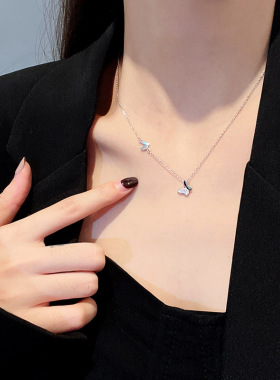 镶钻蝴蝶项链女轻奢小众欧美简约设计飞舞蝴蝶锁骨链冷淡风项饰品