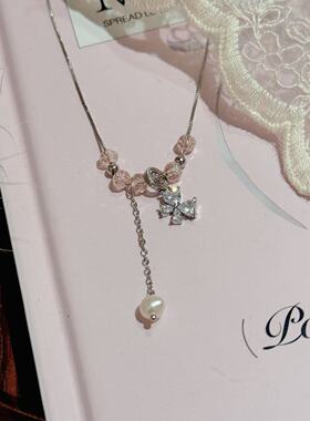 甜美清新蝴蝶珍珠流苏项链2026新款轻奢高级感精致气质时尚项链