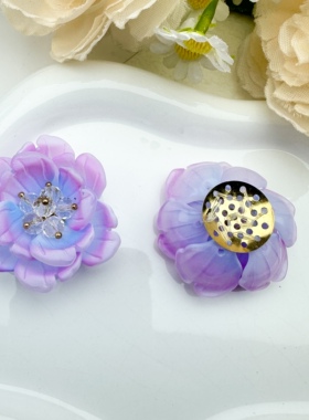 新款紫色春夏编织花朵水晶饰品
