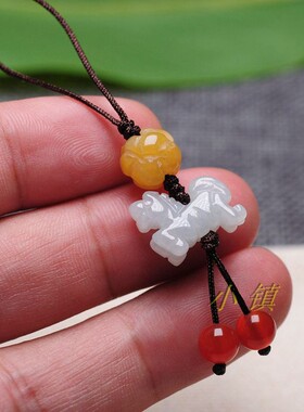 天然翡翠生肖手机链十二属相六合挂件包挂龙鼠猴虎马狗猪兔羊鸡牛