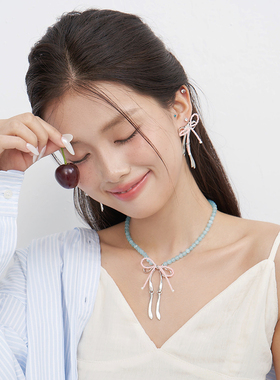 《波子汽水》甜酷y2k蝴蝶结串珠项链女小众轻奢复古925纯银锁骨链