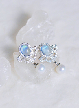 PARANOIDPUPPY女雪花海蓝宝耳钉