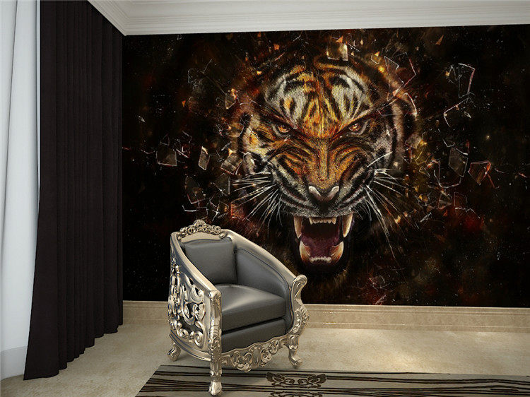纹身店墙纸日式纹身墙纸浮世绘老虎白虎壁纸装饰背景墙刺青壁画