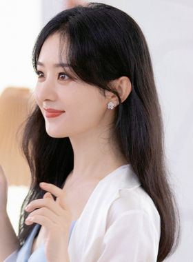 小香风气质不对称方圆满钻耳钉无洞耳夹女精致设计感耳环小众百搭