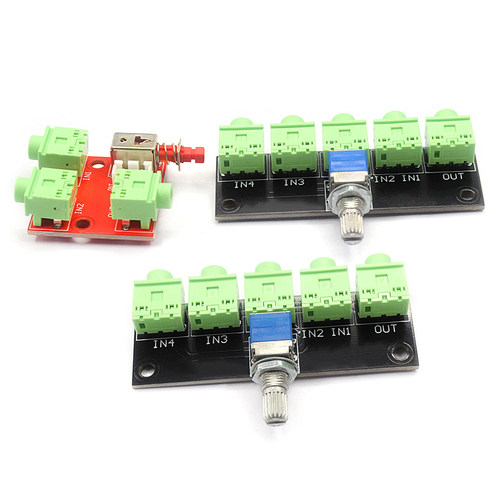 2路4路音频信号切换板3.5mm耳机座双声道模块旋转开关音源切换器 - 图0