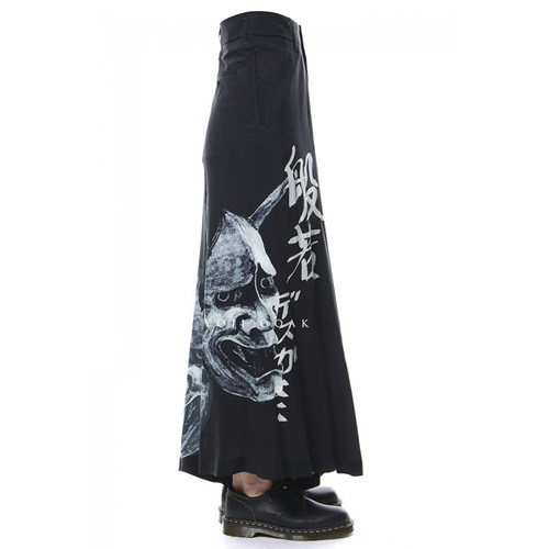 YOJI OOAK RELAXED PANTS般若印花天丝阔腿裤男士日系网红裙裤 - 图1