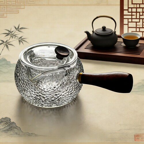 耐热玻璃过滤侧把电陶炉茶炉煮泡茶壶锤纹耐高温单壶茶具套装家用 - 图1