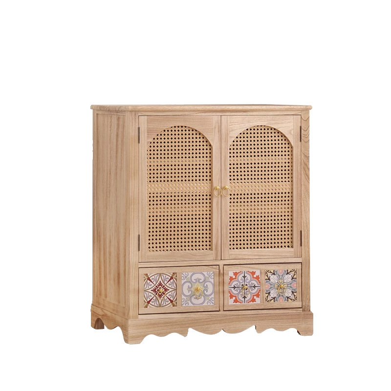 美式斗柜复古收纳柜子卧室田园客厅餐边柜简约藤编储物柜阳台鞋柜,淘宝优惠券,粉丝福利购,淘宝优惠卷