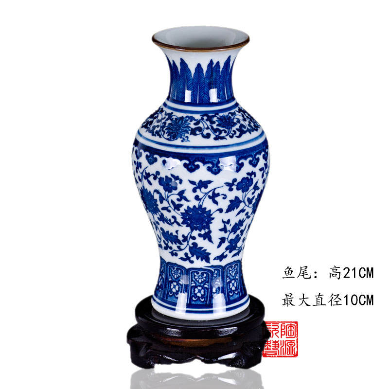 插花陶瓷景德镇瓷器仿古青花瓷花瓶家居客厅装饰工艺品博古架摆件