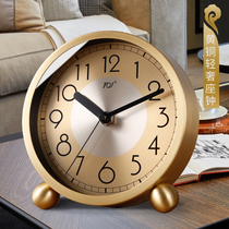 TQJ brass minimalist seat clock home bench seat clock silent desktop clock fashion countertop bedside quartz airwaves table