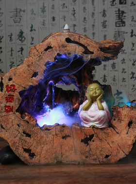 tqj和尚树脂喷泉中式风假山流水
