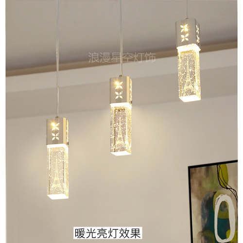 轻奢餐厅吊灯现代简约水晶灯三头餐桌饭厅家用创意吧台小吊灯新款 - 图1