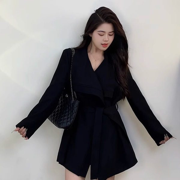 2024秋季新款大翻领风衣外套女高级感上衣微喇牛仔裤短裙套装女,淘宝优惠券,粉丝福利购,淘宝优惠卷