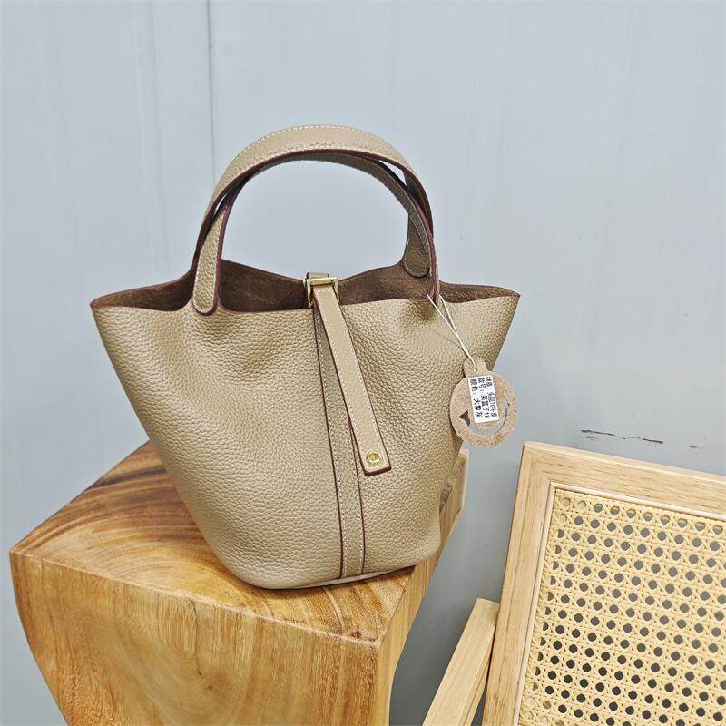 高端TC牛皮2025新款真皮包头层牛皮手提包菜篮子包包手提水桶女包,淘宝优惠券,粉丝福利购,淘宝优惠卷