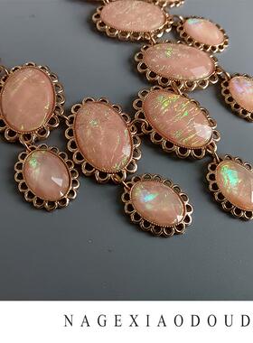 R10殿堂级工艺橘粉色流苏流光溢彩项链度假风