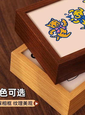 卡通原田治发光灯箱创意温馨卡通灯光画手工双面木质发光灯箱摆件