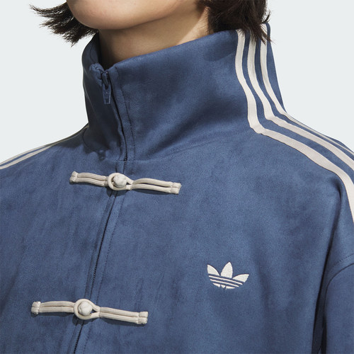 Adidas/阿迪达斯官方正品三叶草男女款新中式麂皮宽松外套JZ9927 - 图2