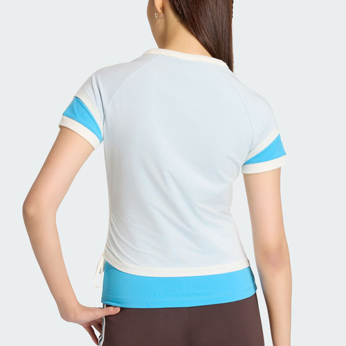 Adidas/阿迪达斯正品三叶草女士针织双层修身时尚休闲T恤KW4527 - 图0