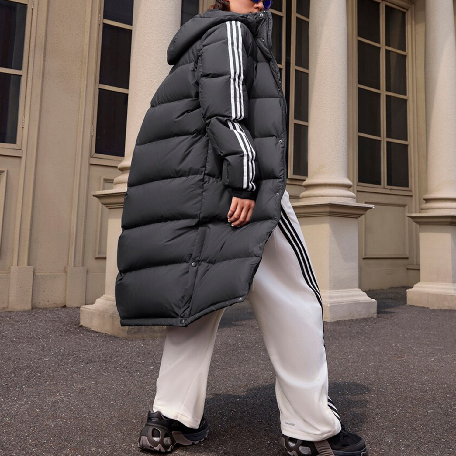 Adidas/阿迪达斯正品新款男女保暖经典三条杠羽绒服JM9122 - 图1