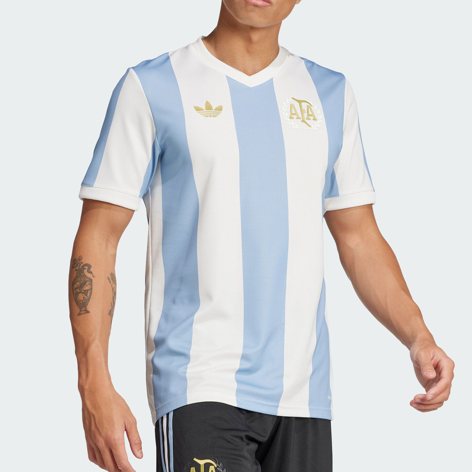 Adidas/阿迪达斯正品三叶草男士透气运动条纹训练短袖JF2641 - 图0