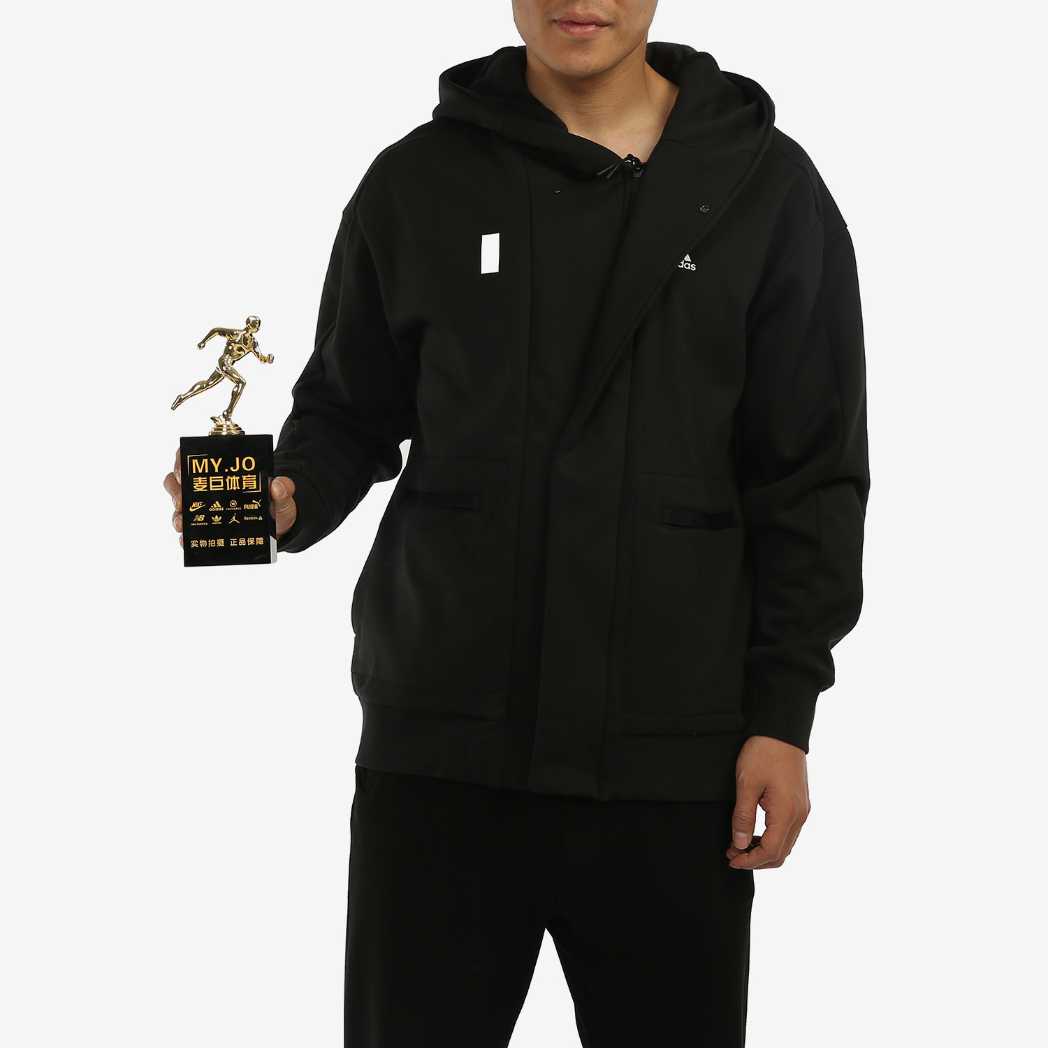 Adidas/阿迪达斯官方正品武极系列男子连帽运动夹克外套 H39296-图2