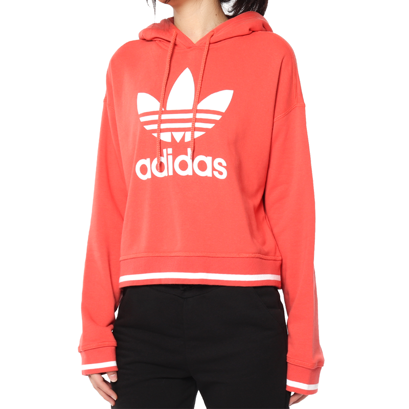 Adidas/阿迪达斯正品三叶草女子短款抽绳时尚套头衫卫衣 DH2944-图3