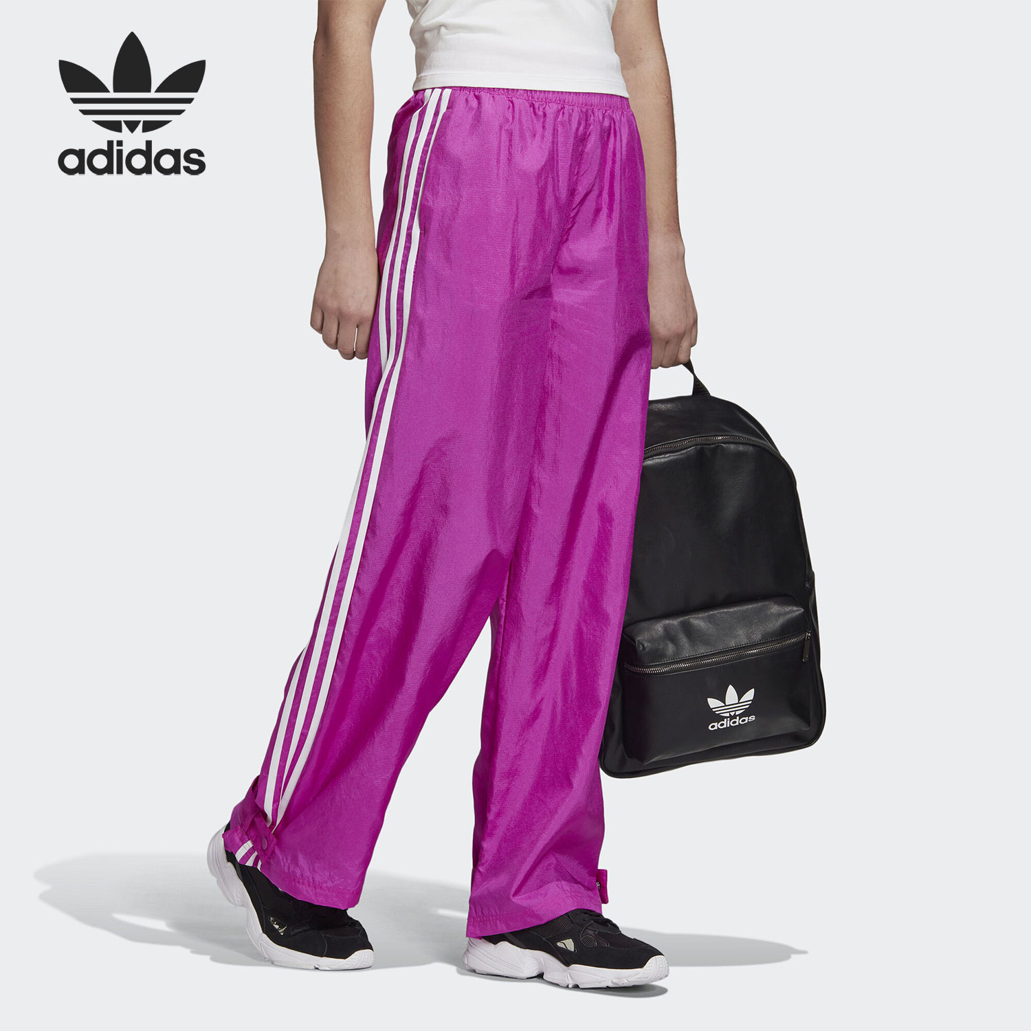 Adidas/阿迪达斯官方正品三叶草女子阔腿宽松运动休闲长裤 FL4061-图2