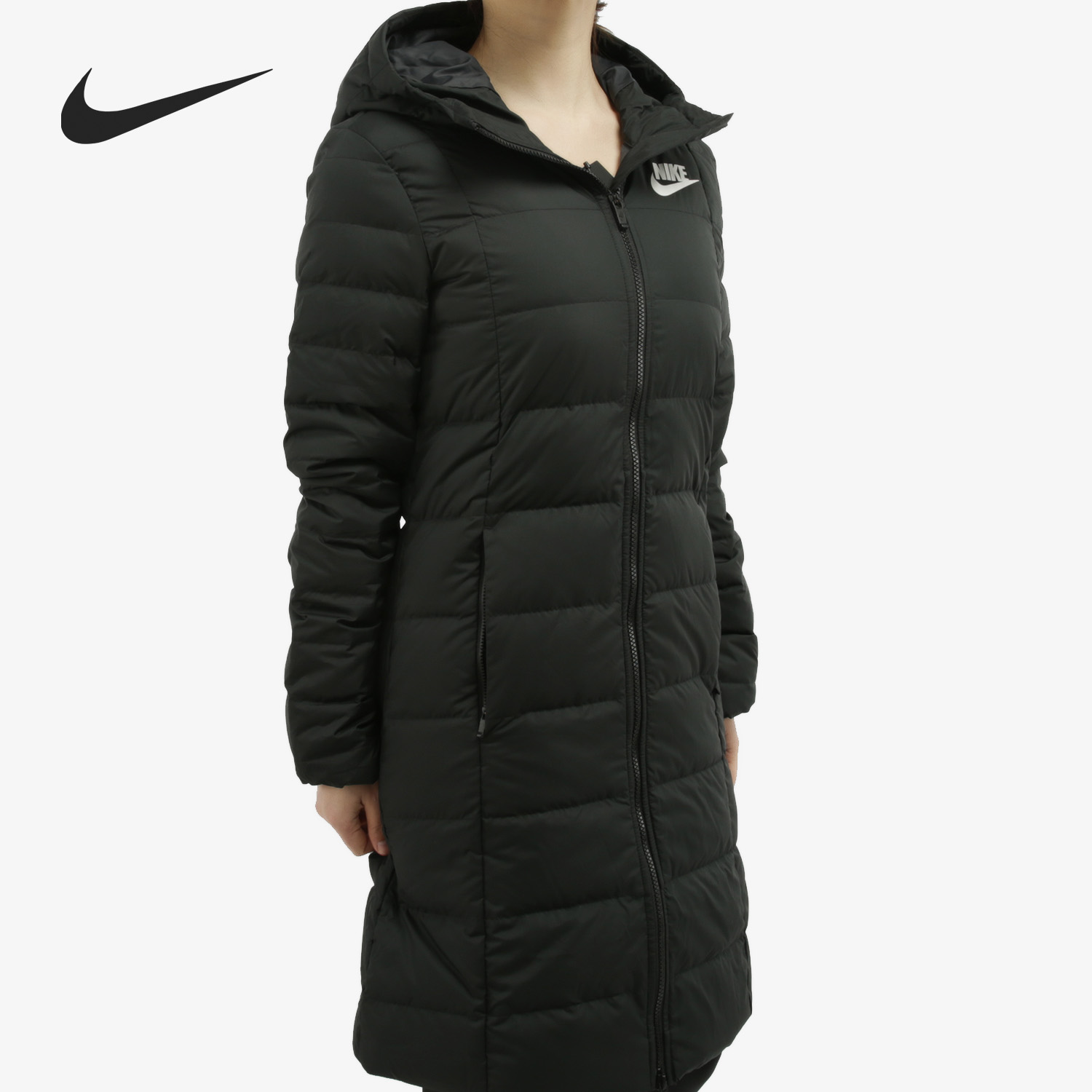 Nike/耐克官方正品女子连帽保暖冬季中长款休闲运动羽绒服 854861-图0