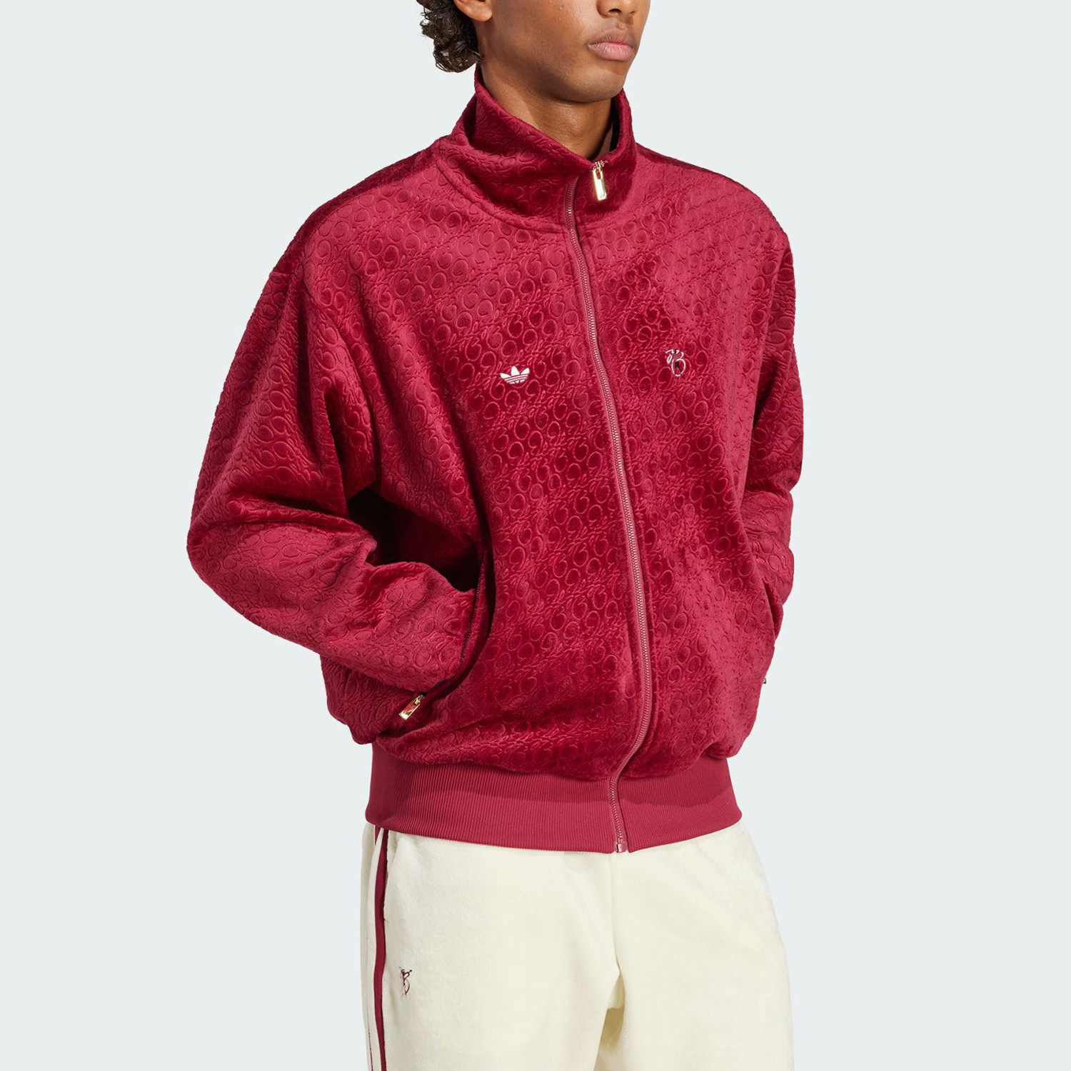 Adidas/阿迪达斯正品三叶草男士丝绒拉链足球时尚运动外套JV9271,淘宝优惠券,粉丝福利购,淘宝优惠卷