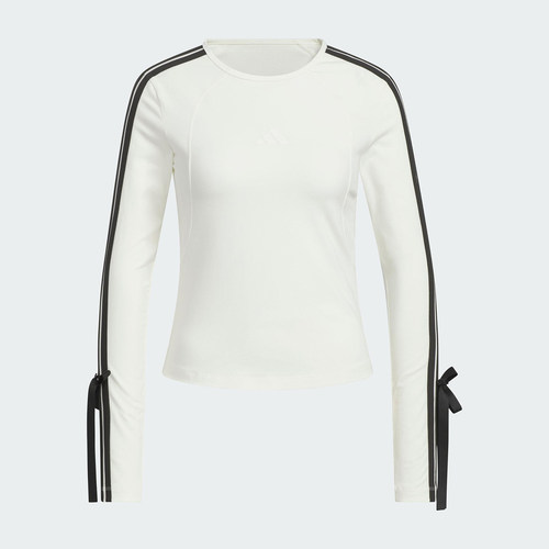 Adidas/阿迪达斯官方正品舒适女士针织修身蝴蝶结长袖T恤KG3861 - 图1