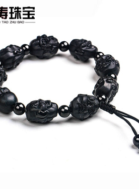 翡翠佛头手串a货墨翠十八罗汉