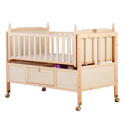 Автоматическая колыбель из натурального дерева, универсальная кроватка для приставной кровати для новорожденных