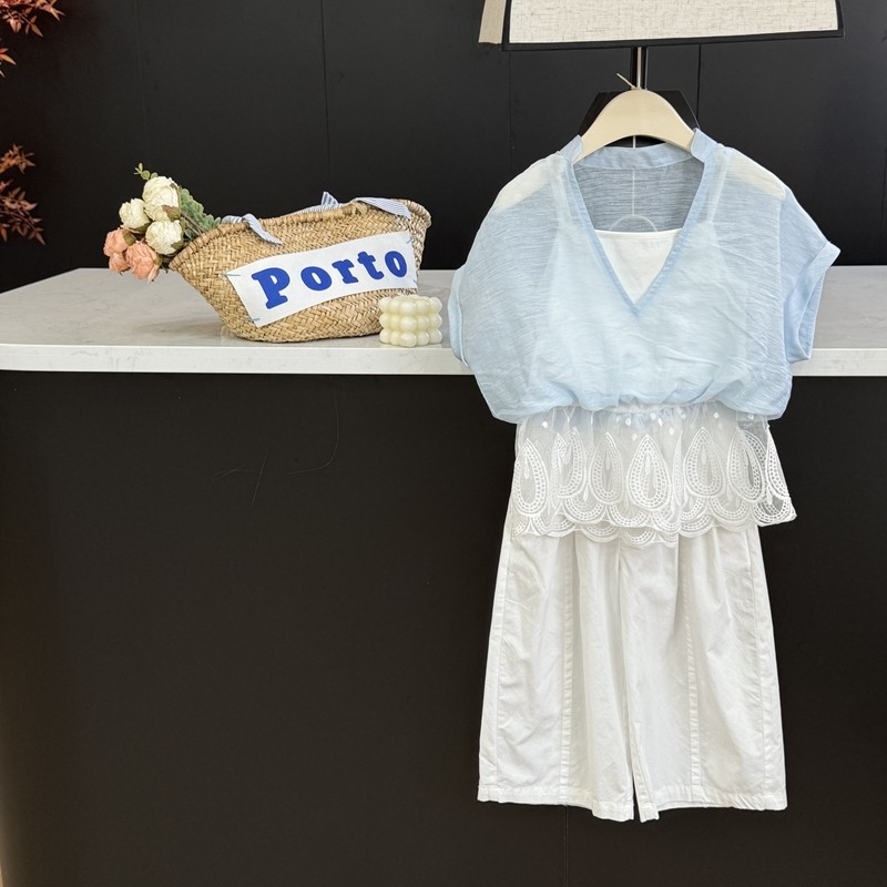 leomama女童设计感蕾丝拼接假两件T恤上衣夏季气质小众短袖衬衫,淘宝优惠券,粉丝福利购,淘宝优惠卷