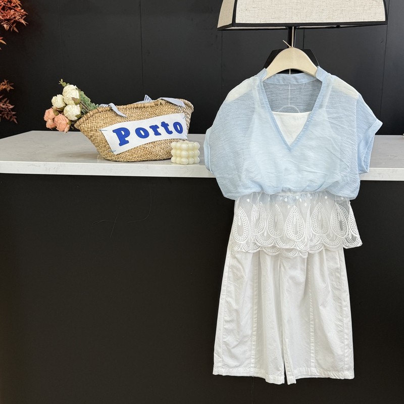 leomama女童设计感蕾丝拼接假两件T恤上衣夏季气质小众短袖衬衫,淘宝优惠券,粉丝福利购,淘宝优惠卷