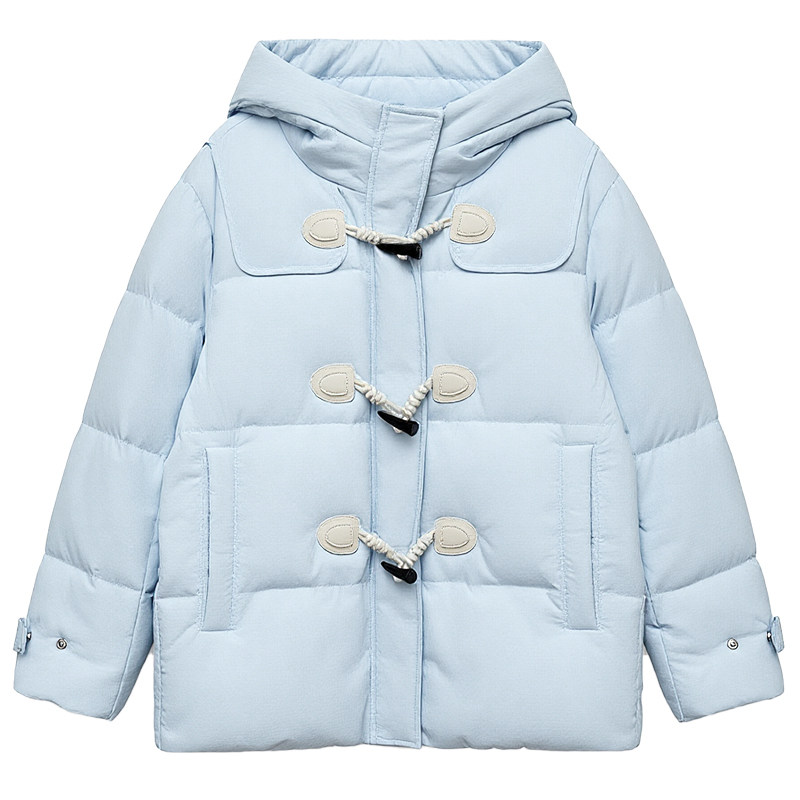 DM100大码百分百女装微胖mm冬纯色保暖加厚连帽中长款羽绒服外套