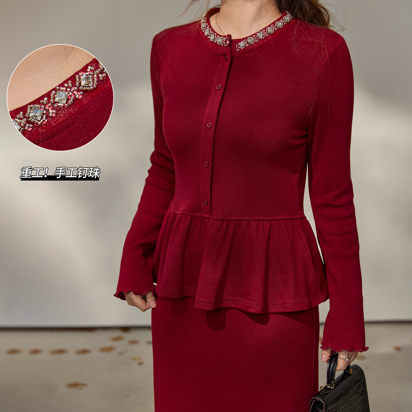 【1/16新品 20点 年货节立减15%】DM100大码小香风针织衫半裙套装,淘宝优惠券,粉丝福利购,淘宝优惠卷