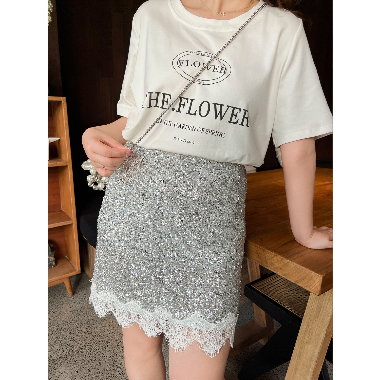 DM100大码百分百女装春微胖mmT恤半身裙套装港味复古蕾丝半裙,淘宝优惠券,粉丝福利购,淘宝优惠卷