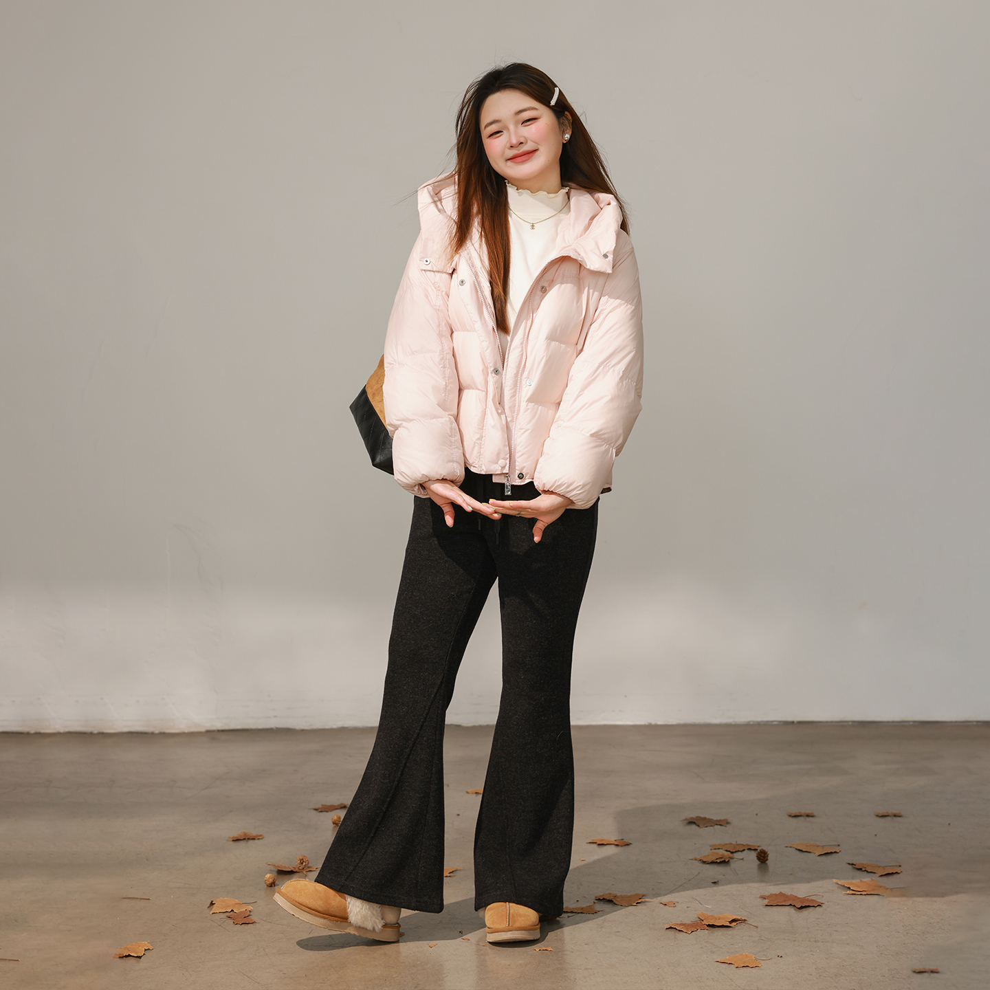 【12/08 新品88折+立减15%】DM100大码休闲弹力仿羊绒微喇裤 - 图0