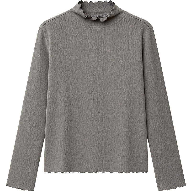 DM100大码百分百女装微胖mm秋季百搭纯色波边立领T恤德绒打底衫,淘宝优惠券,粉丝福利购,淘宝优惠卷