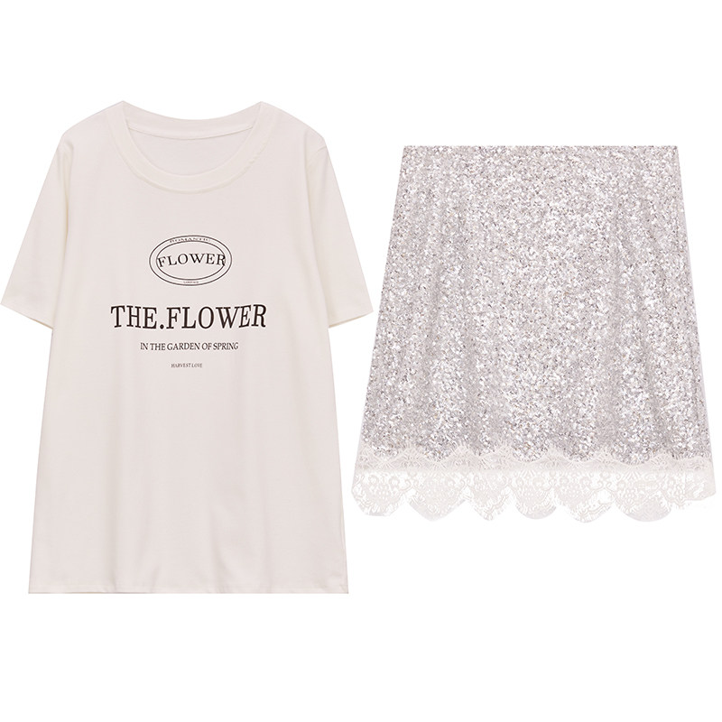 DM100大码百分百女装春微胖mmT恤半身裙套装港味复古蕾丝半裙,淘宝优惠券,粉丝福利购,淘宝优惠卷