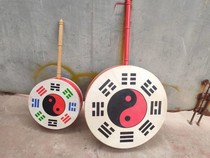 Express board Zhang hand cow leather gossip drum handle temple with drum flat drum painted drum method with drum double-sided printed drum