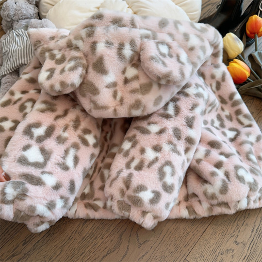 Velvet and thickened autumn and winter contrasting leopard print