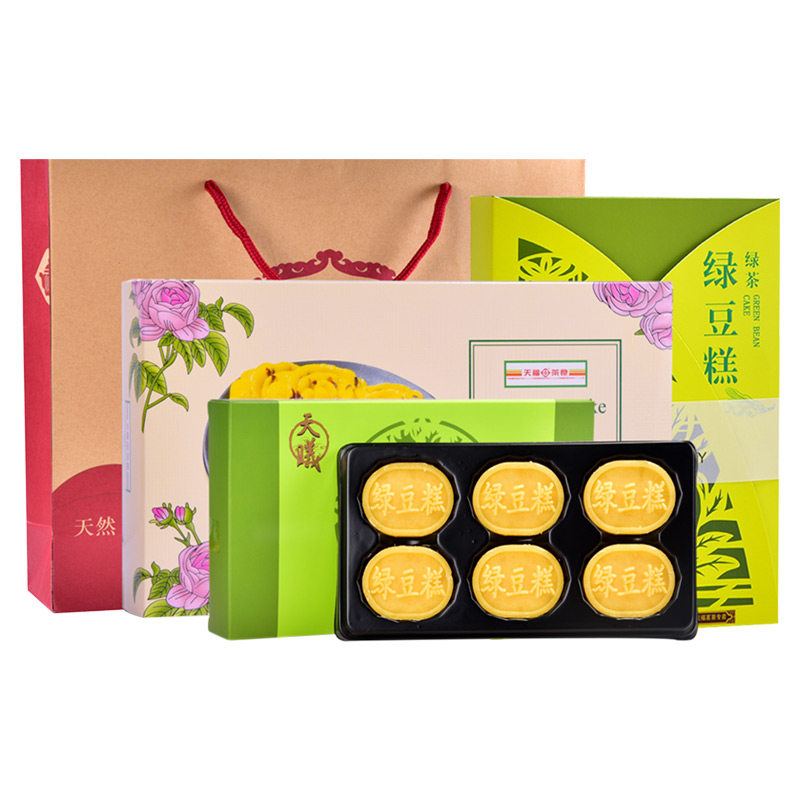 天福茗茶3口味绿豆糕玫瑰味茶点 天钰食品传统糕点