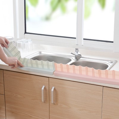 素色水槽吸盘式挡水板创意厨房用品家用水池台面防溅水隔水挡板-图0