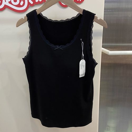 朴怡优品9828秋冬女新款蕾丝花边圆领带胸垫美背文胸打底保暖背心 - 图2