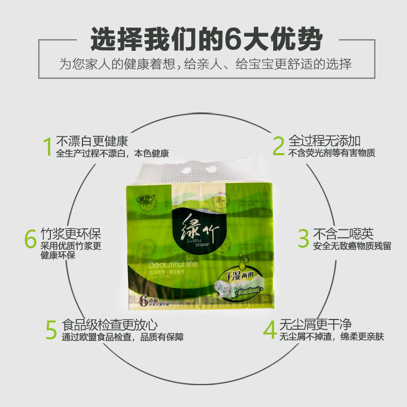 绿竹木浆抽纸大包纸巾整箱家庭装面巾纸擦手纸餐巾纸卫生纸24包