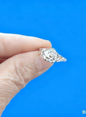 纯银玫瑰花戒指女花渡开口