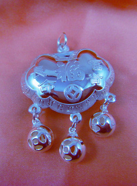 999纯银长命锁宝宝儿童银锁吊坠