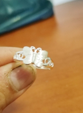 蝴蝶戒指女足银韩版开口蝴蝶戒指